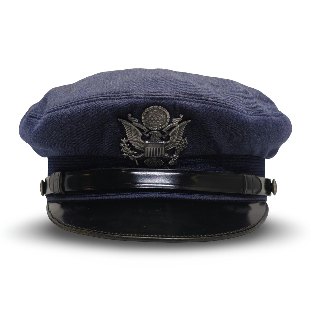 Unbranded WW2 USA Army Crusher Visor Cap Men Size 6 7/8 Blue Good Military Hat